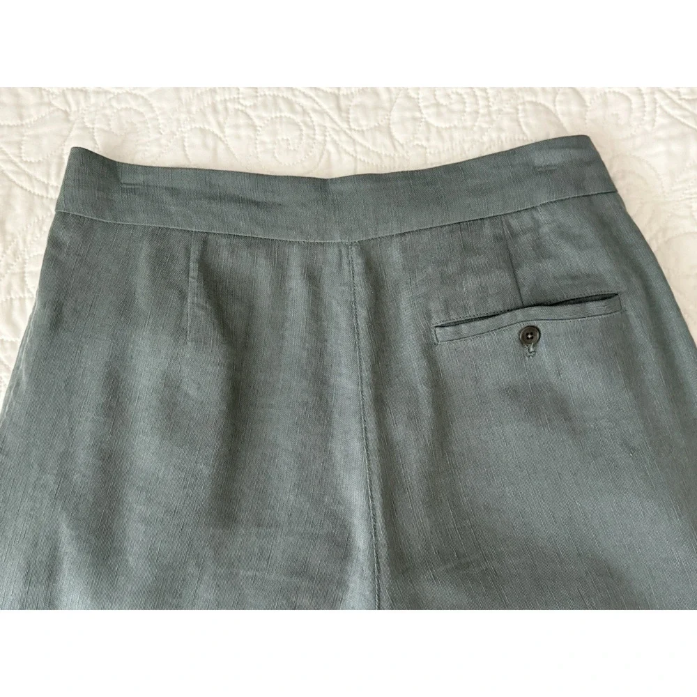 Aritzia Wilfred ALLANT Women's Pants Sz 4 Green Cropped‎ Tie Waist Linen Lyocell